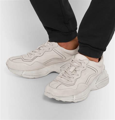 gucci white distressed rhyton sneakers|Gucci rhyton sneaker sale.